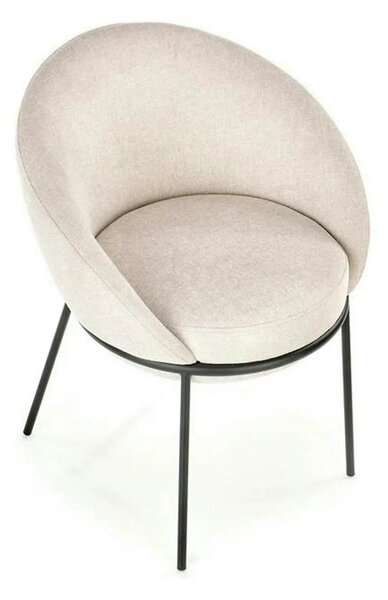 Saun tapitat dining K482, bej/negru, stofa clasica/metal, 61x59x78 cm