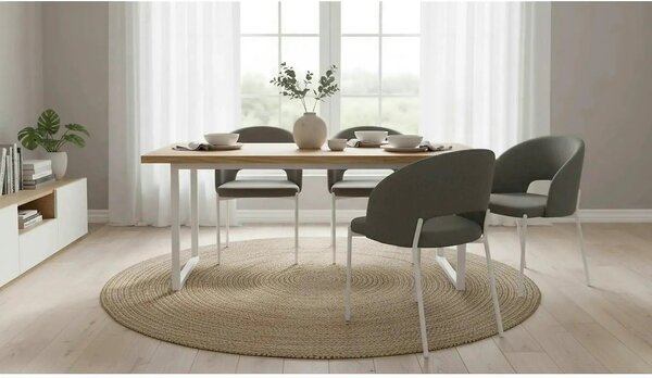 Scaun K486, gri/alb, stofa clasica/metal, 51x57x77 cm