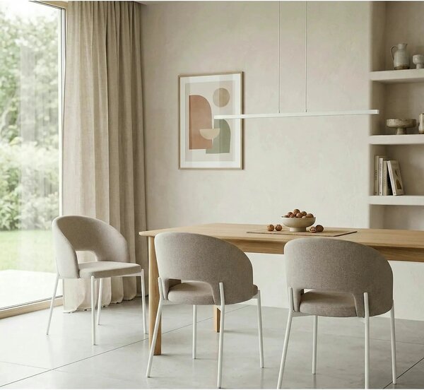 Scaun K486, bej/alb, stofa clasica/metal, 51x57x77 cm