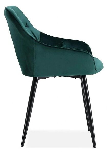 Scaun K487, verde inchis/negru, stofa catifelat/metal, 56x65x81 cm