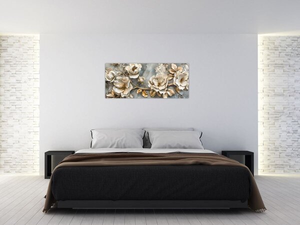 Tablou - Marmură de fundal cu flori (120x50 cm)