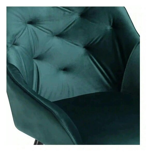 Scaun K487, verde inchis/negru, stofa catifelat/metal, 56x65x81 cm