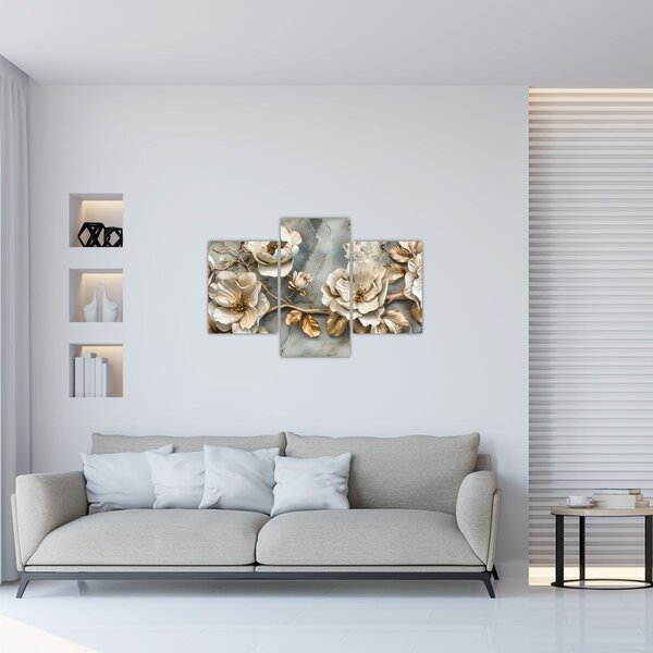 Tablou - Marmură de fundal cu flori (90x60 cm)
