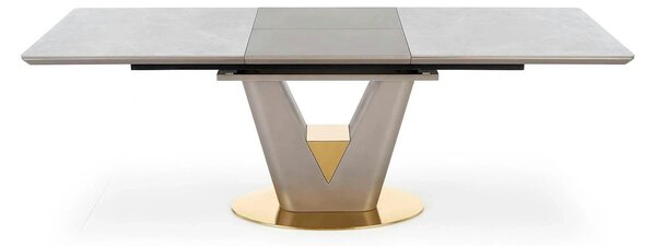 Masa dining 8 persoane VALENTINO, gri/auriu, ceramica/otel, 160/220x90