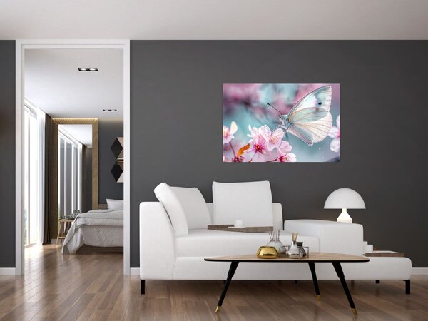 Tablou - Fluture pe un cireș (90x60 cm)
