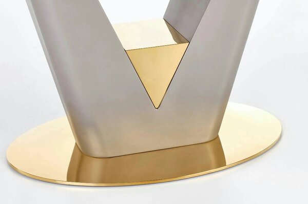 Masa dining 8 persoane VALENTINO, gri/auriu, ceramica/otel, 160/220x90