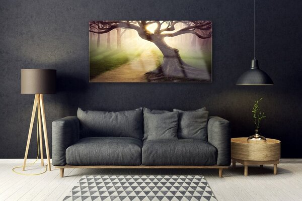 Tablou pe sticla Copac Natura Brown
