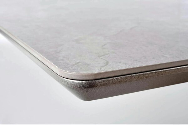Masa dining 8 persoane VALENTINO, gri/auriu, ceramica/otel, 160/220x90