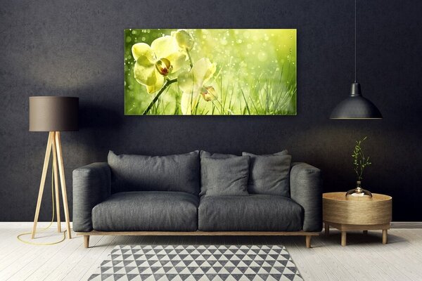 Tablou pe sticla Iarbă Flori Floral Verde