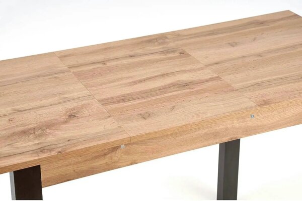 Masa extensibila GINO, stejar/negru, PAL furniruit, 100/138x60x75 cm