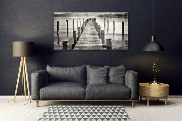 Tablou pe sticla Marea Podul Arhitectura Gri