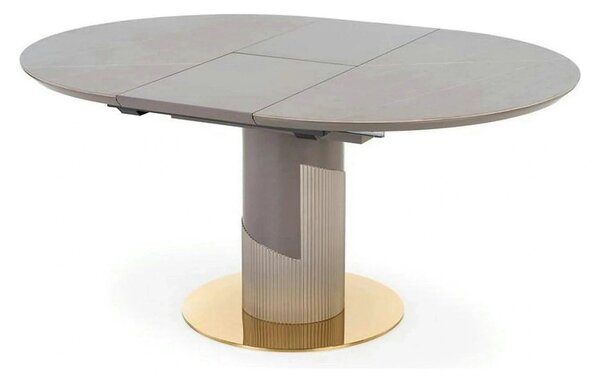 Masa eleganta living MUSCAT, gri cu efect marmura/auriu, 120/160x120x7