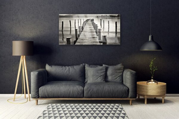 Tablou pe sticla Marea Podul Arhitectura Gri