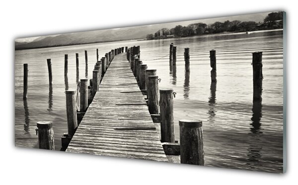 Tablou pe sticla Marea Podul Arhitectura Gri