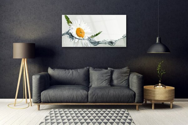 Tablou pe sticla Daisy Art Apă Galben Alb Albastru