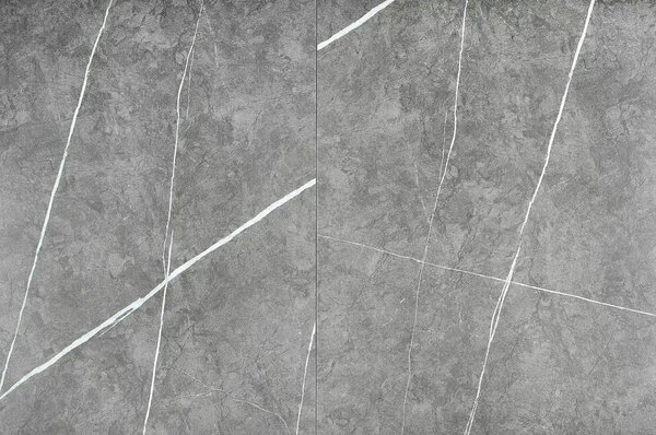 Masa eleganta living MUSCAT, gri cu efect marmura/auriu, 120/160x120x7
