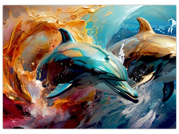 Tablou - Pictură de delfin (70x50 cm)
