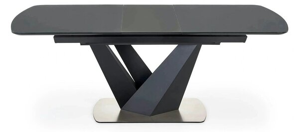 Masa extensibila din sticla/otel PATRIZIO, negru, 160/200x90x77 cm