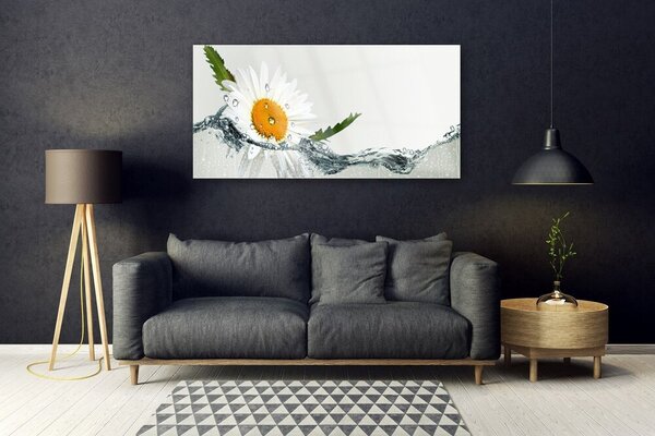 Tablou pe sticla Daisy Art Apă Galben Alb Albastru