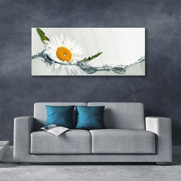 Tablou pe sticla Daisy Art Apă Galben Alb Albastru