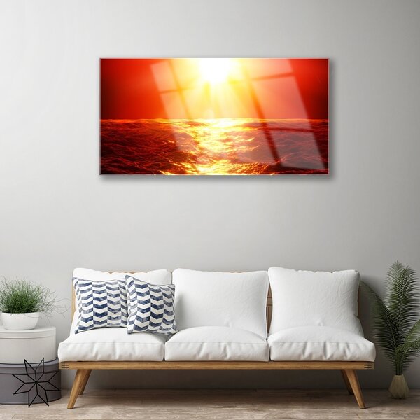 Tablou pe sticla Sun Sea Peisaj Galben Portocaliu