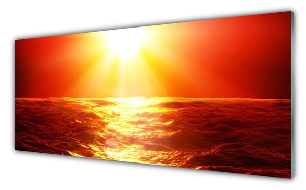 Tablou pe sticla Sun Sea Peisaj Galben Portocaliu
