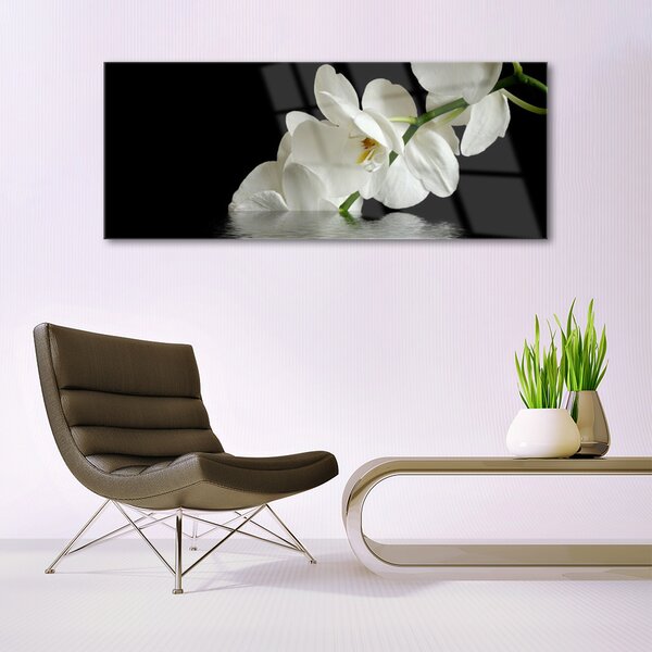 Tablou pe sticla Flori Floral alb