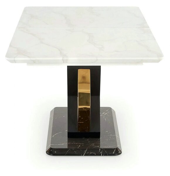 Masa extensibila VINCENZO, alb/negru/auriu, 160/200x90x77 cm