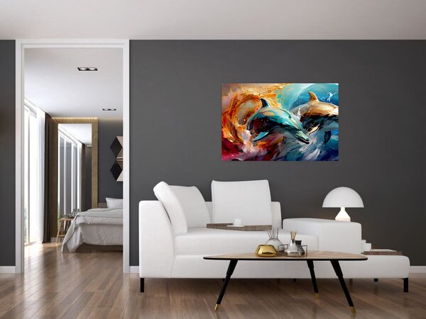Tablou - Pictură de delfin (90x60 cm)