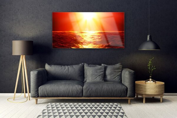 Tablou pe sticla Sun Sea Peisaj Galben Portocaliu