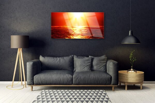 Tablou pe sticla Sun Sea Peisaj Galben Portocaliu