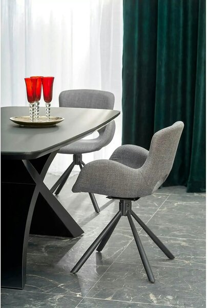 Masa extensibila SILVESTRO, gri inchis/negru, 180/220x89x75 cm