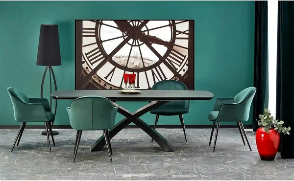Masa extensibila SILVESTRO, gri inchis/negru, 180/220x89x75 cm
