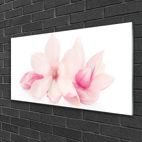Tablou pe sticla Flori roz Floral