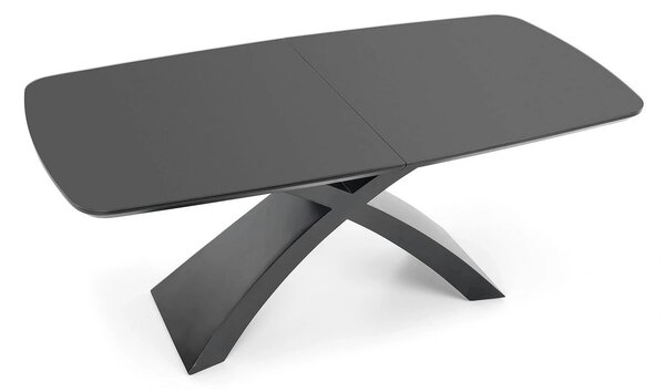 Masa extensibila SILVESTRO, gri inchis/negru, 180/220x89x75 cm