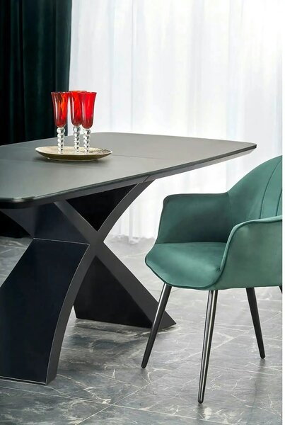 Masa extensibila SILVESTRO, gri inchis/negru, 180/220x89x75 cm