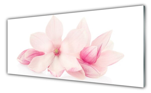 Tablou pe sticla Flori roz Floral