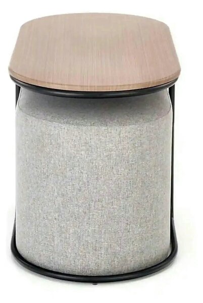 Masuta cafea cu tabureti PAMPA, nuc/gri, 88x43x49 cm