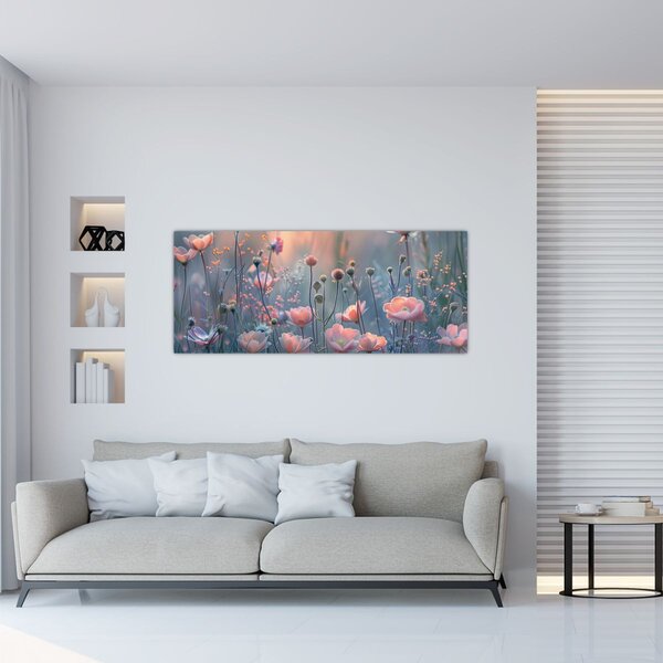 Tablou - Flori în culori pastelate (120x50 cm)