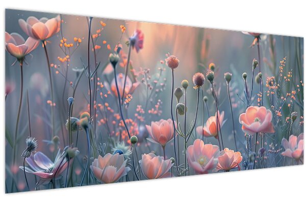 Tablou - Flori în culori pastelate (120x50 cm)