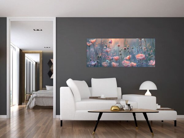 Tablou - Flori în culori pastelate (120x50 cm)