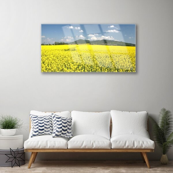 Tablou pe sticla Meadow Natura Galben