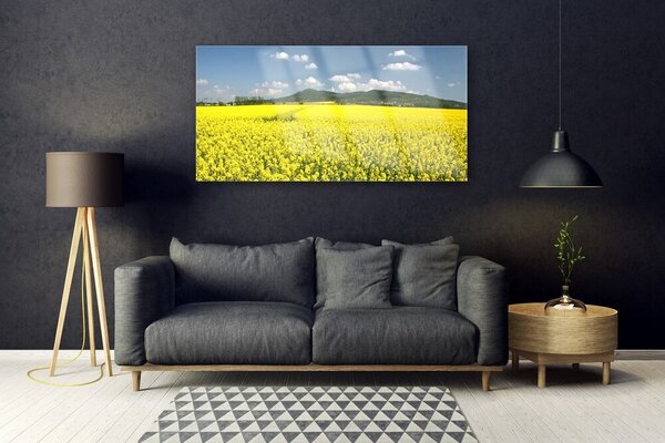Tablou pe sticla Meadow Natura Galben