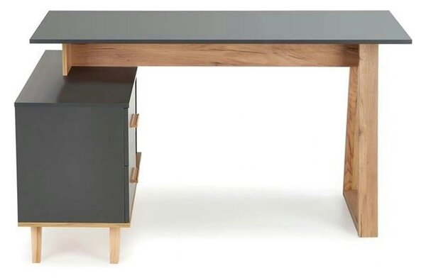 Birou SERGIO XL, gri antracit/stejar wotan, 134/210x60x78 cm