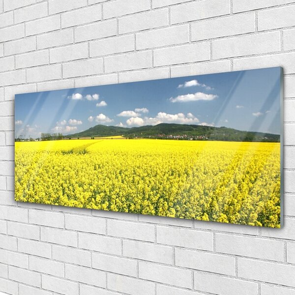 Tablou pe sticla Meadow Natura Galben