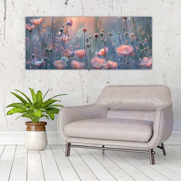 Tablou - Flori în culori pastelate (120x50 cm)