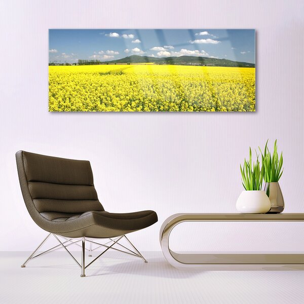 Tablou pe sticla Meadow Natura Galben