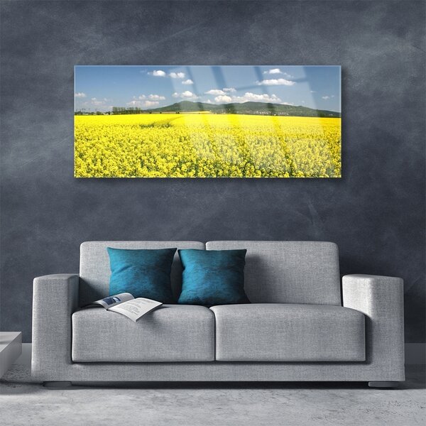 Tablou pe sticla Meadow Natura Galben