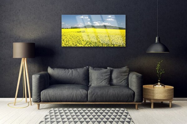 Tablou pe sticla Meadow Natura Galben