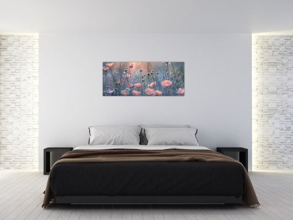 Tablou - Flori în culori pastelate (120x50 cm)